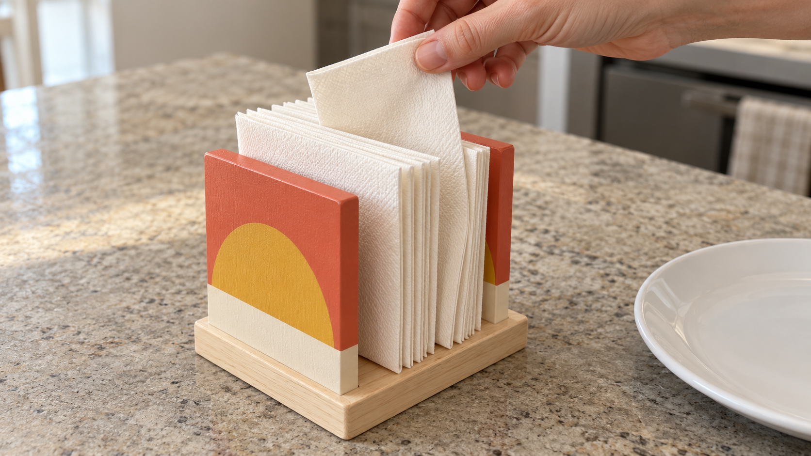 Make a colorful wooden napkin holder