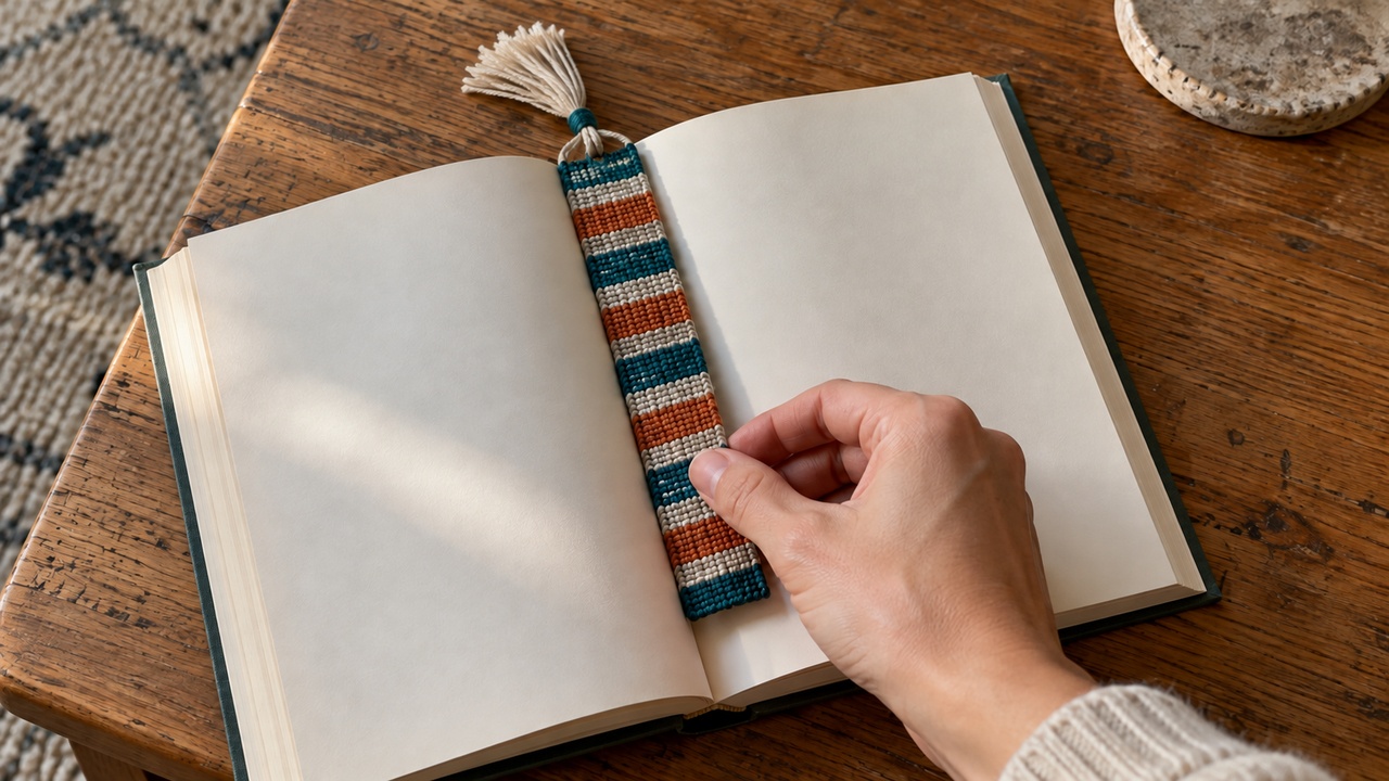 How to turn scrap cardboard and yarn into a striped bookmark