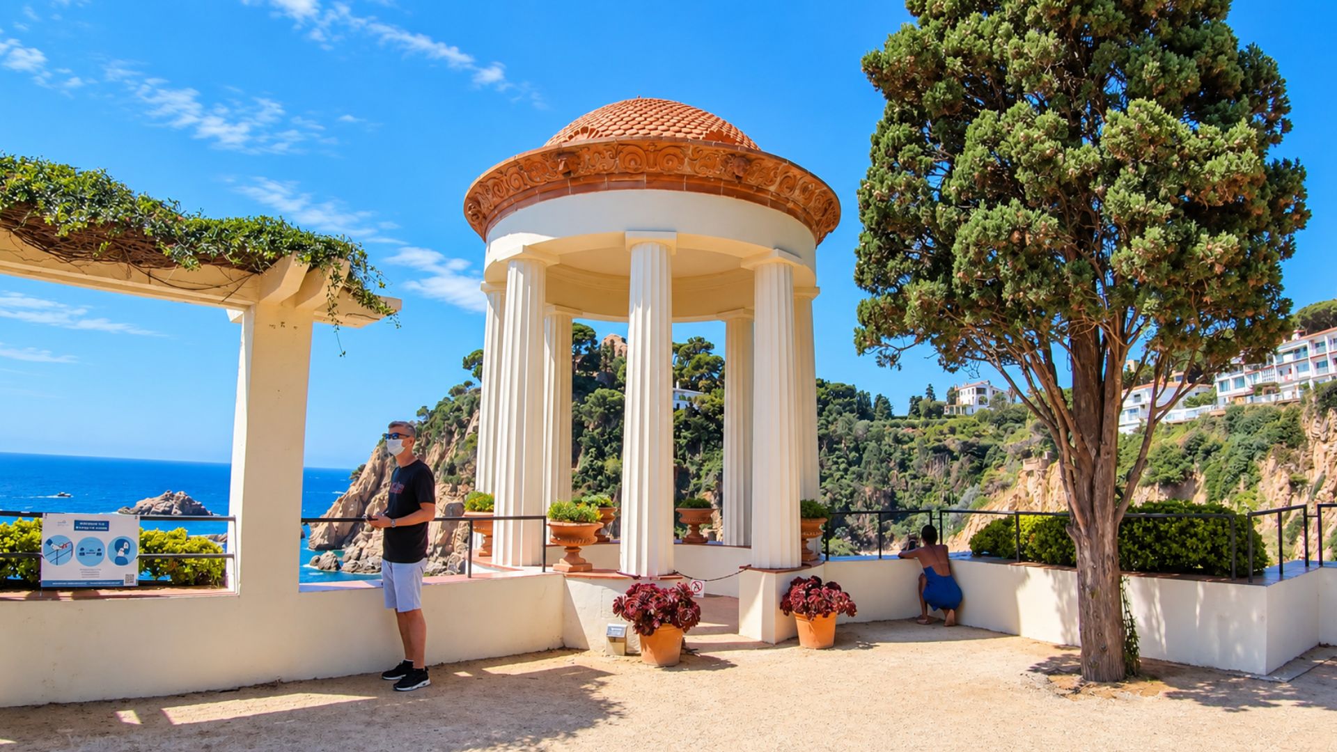 Why is there a classical pavilion overlooking the Mediterranean Sea?