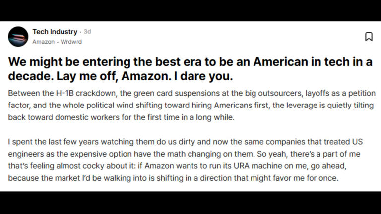 Lay me off, Amazon, I dare you: Techie says H-1B crackdown, green card ...
