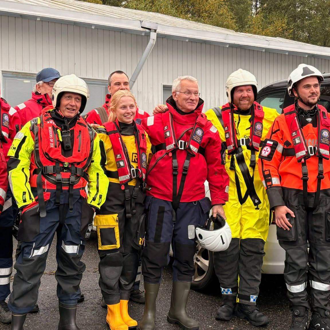 Fylde coast RNLI crew member at Finnish Lifeboat Institution alongside ...