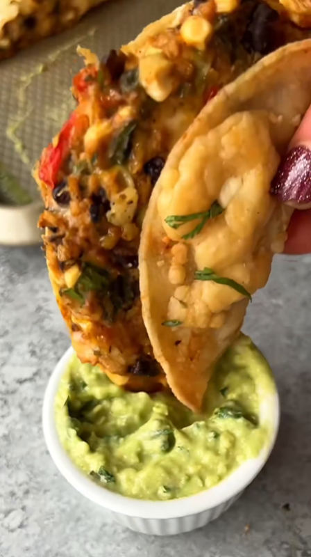 Crispy southwest poblano corn tacos with creamy ricotta