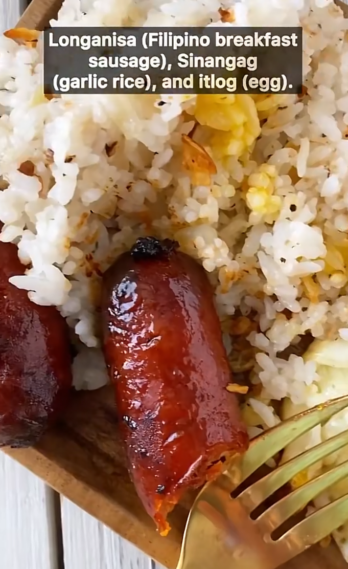 Homemade Filipino longsilog with classic breakfast flavors