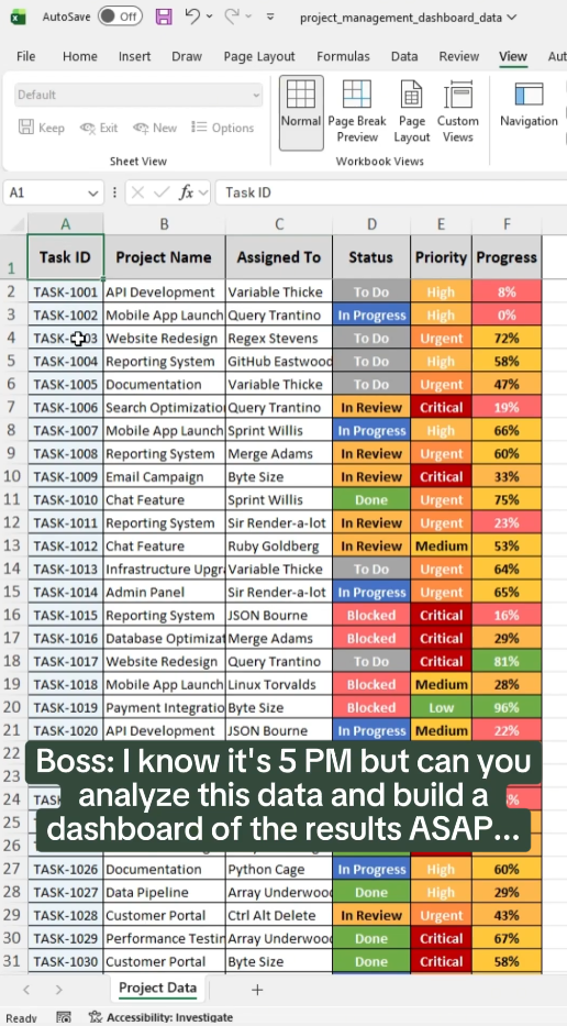 Creating an interactive dashboard from Excel data