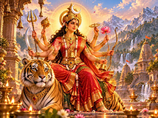 Why does Maa Chandraghanta have a bell on her forehead?