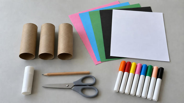 Turn cardboard tubes into the Powerpuff Girls
