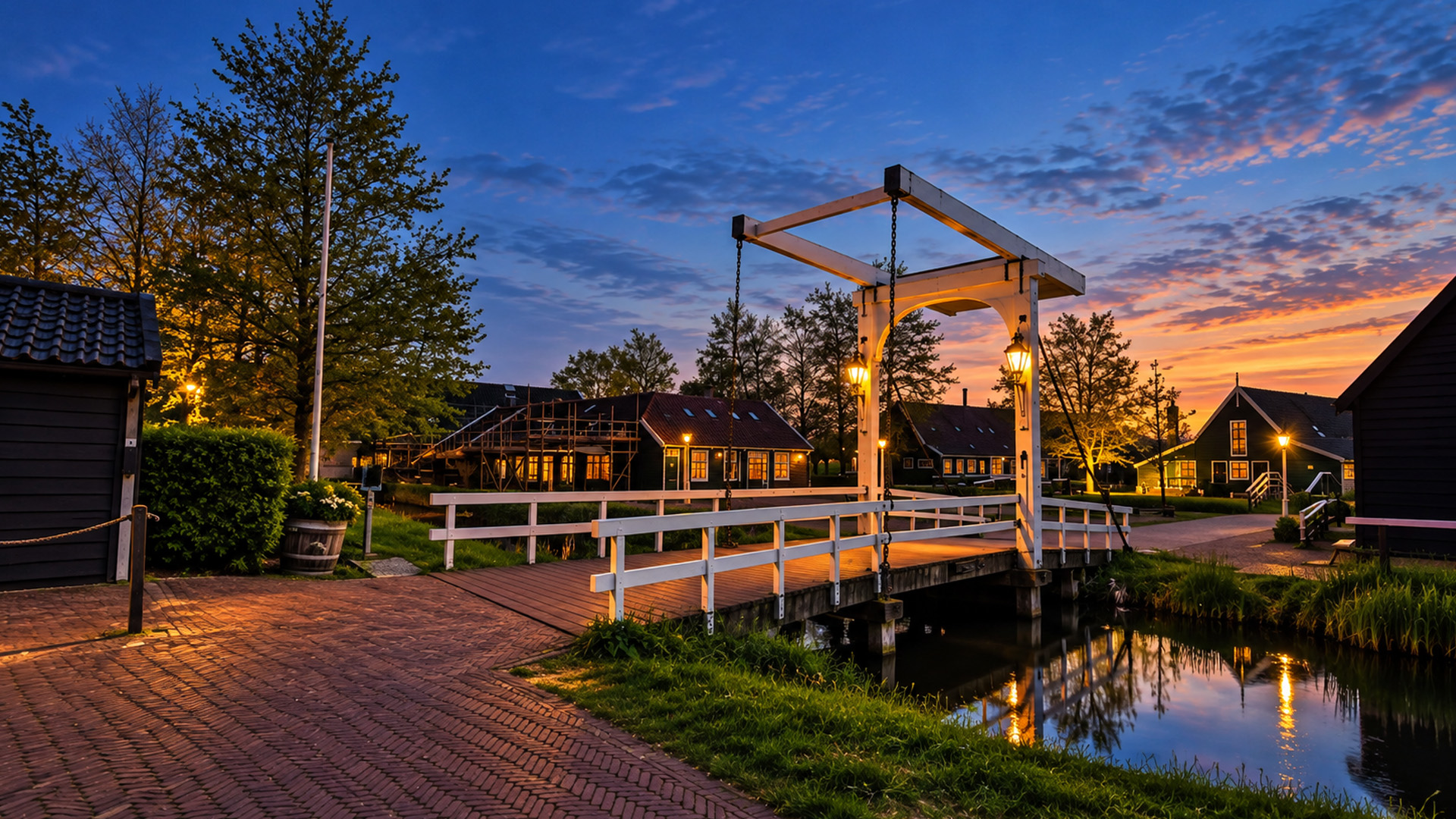 Zaanse Schans Netherlands beautiful evening for relaxation (4K)