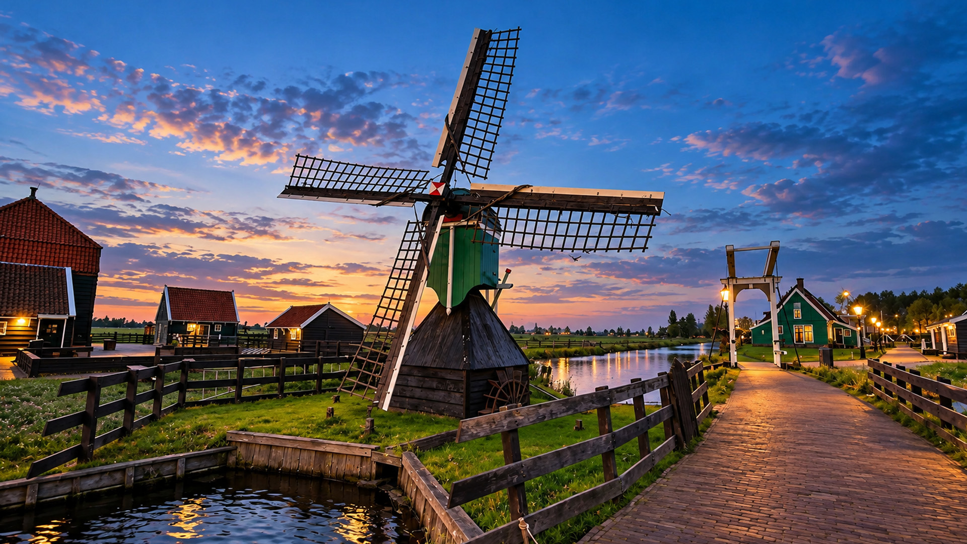 Zaanse Schans Netherlands evening walk near Amsterdam (4K)