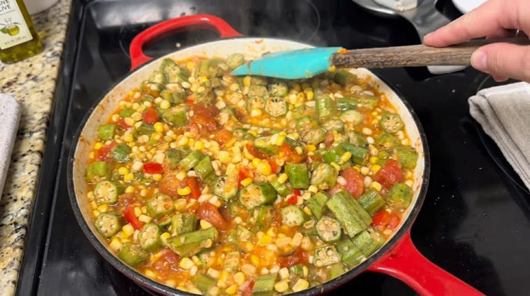 Easy okra, corn, and tomato succotash