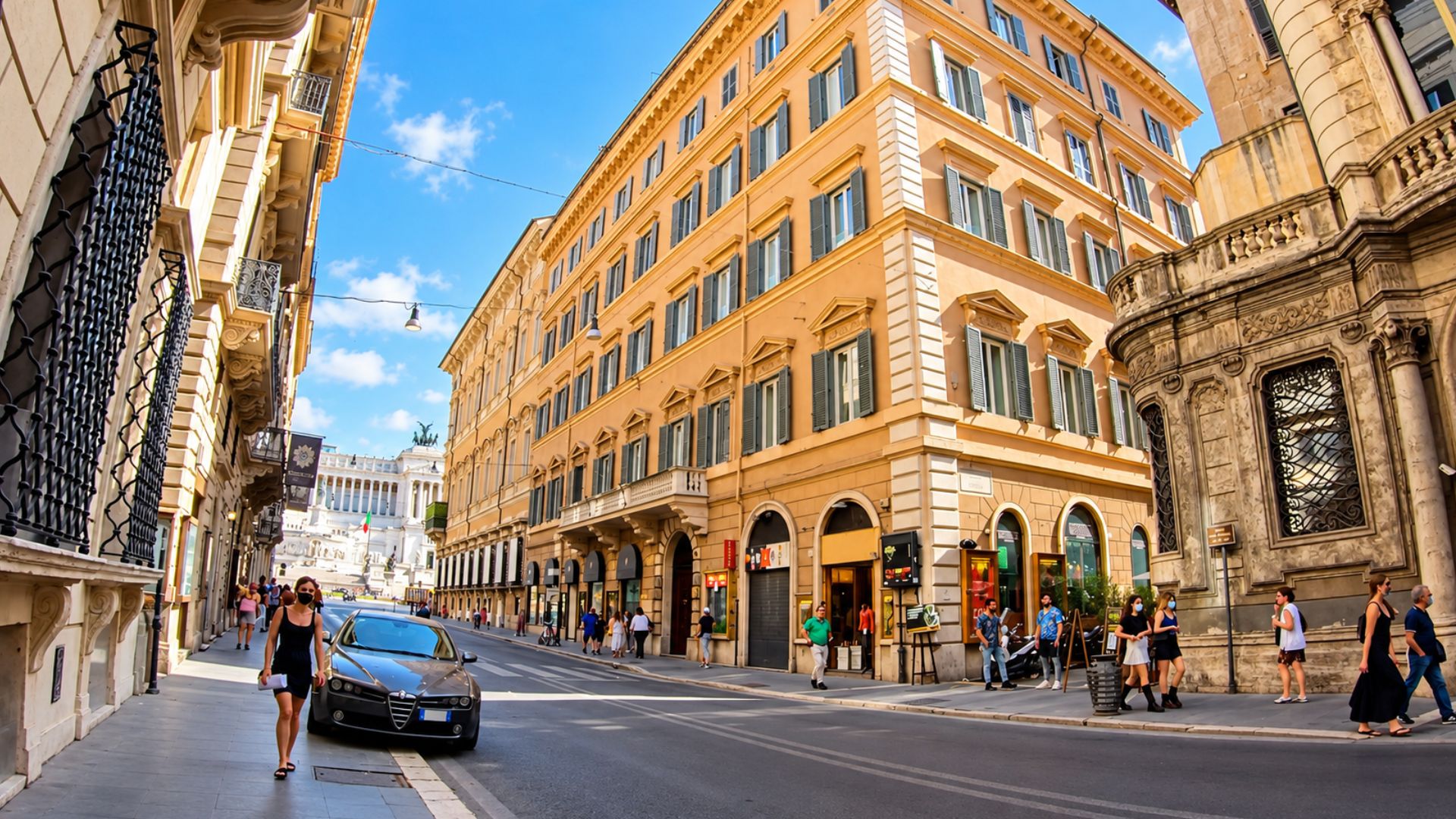 Rome's elegant streets and classic Italian architecture (4K)
