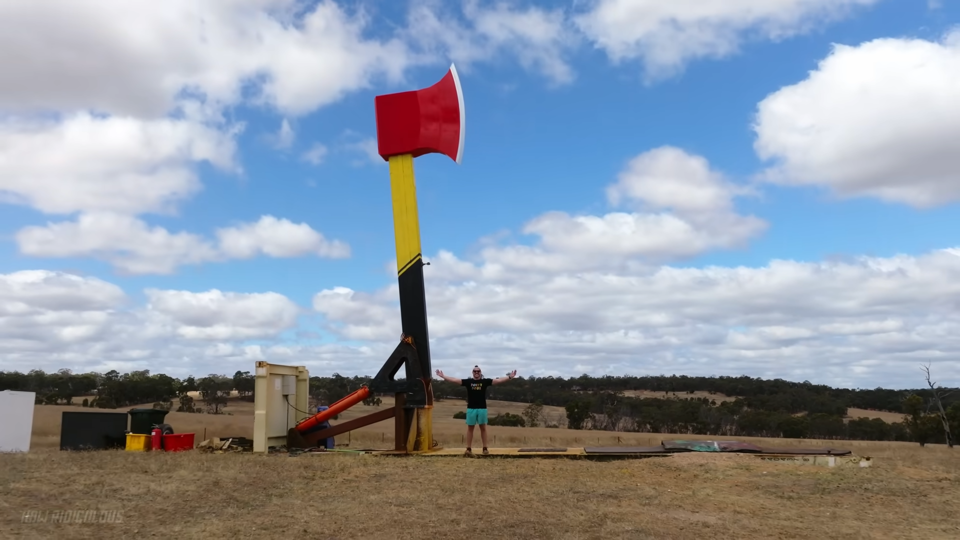 Fire extinguishers, TVs and tires were no match for this giant axe ...