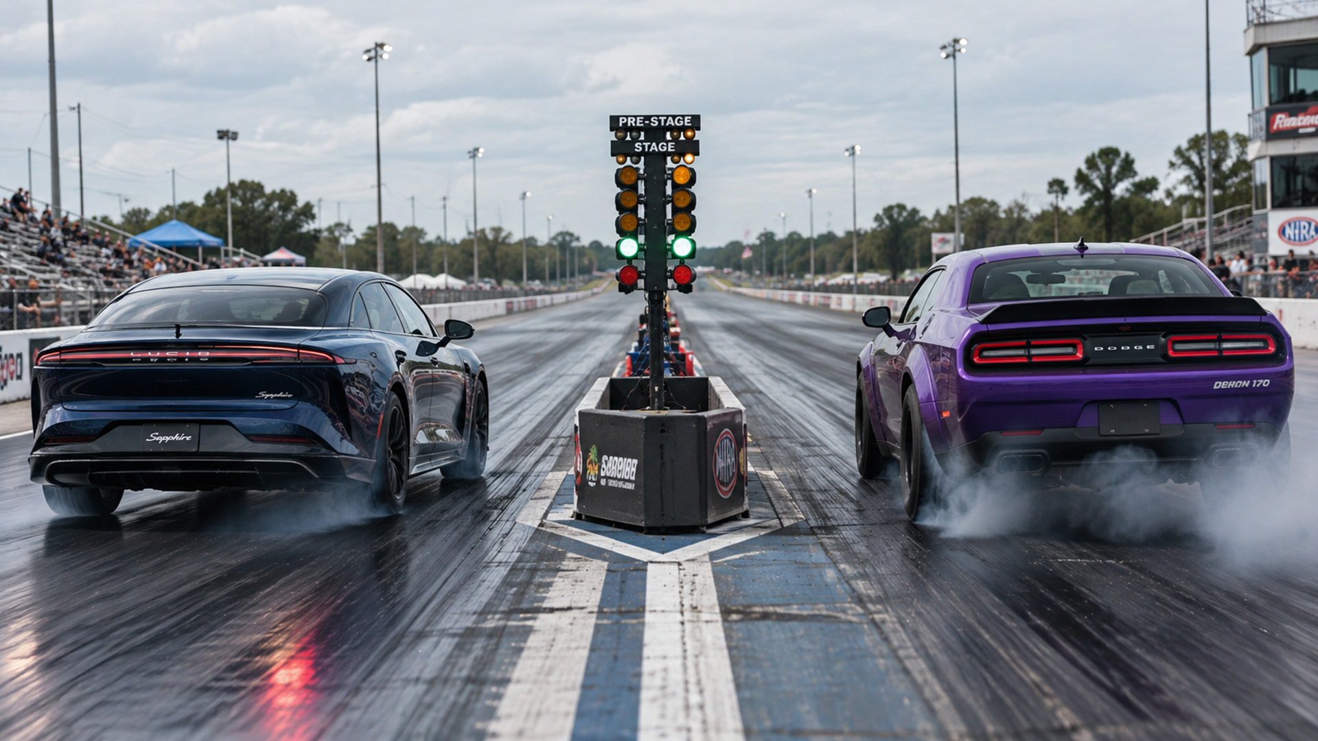 Dodge Demon 170 battles the 1,234HP Lucid Sapphire drag race