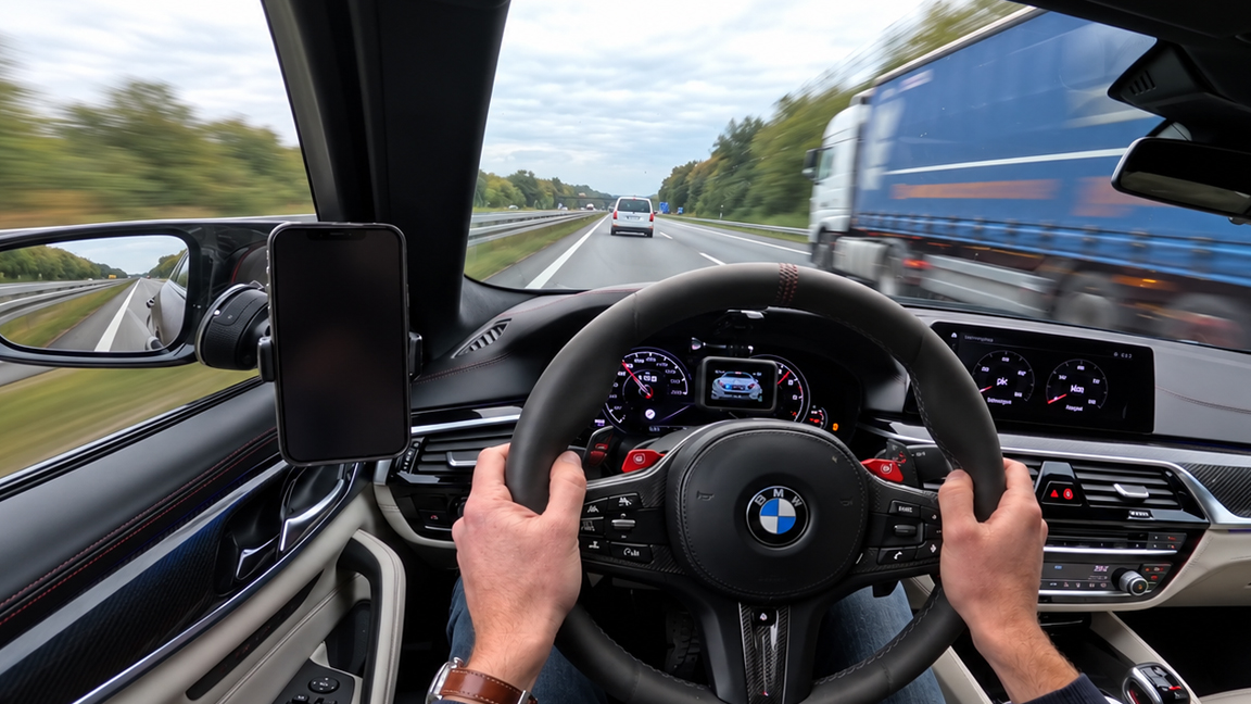 BMW M5 F90 chasing top speed on the unlimited autobahn