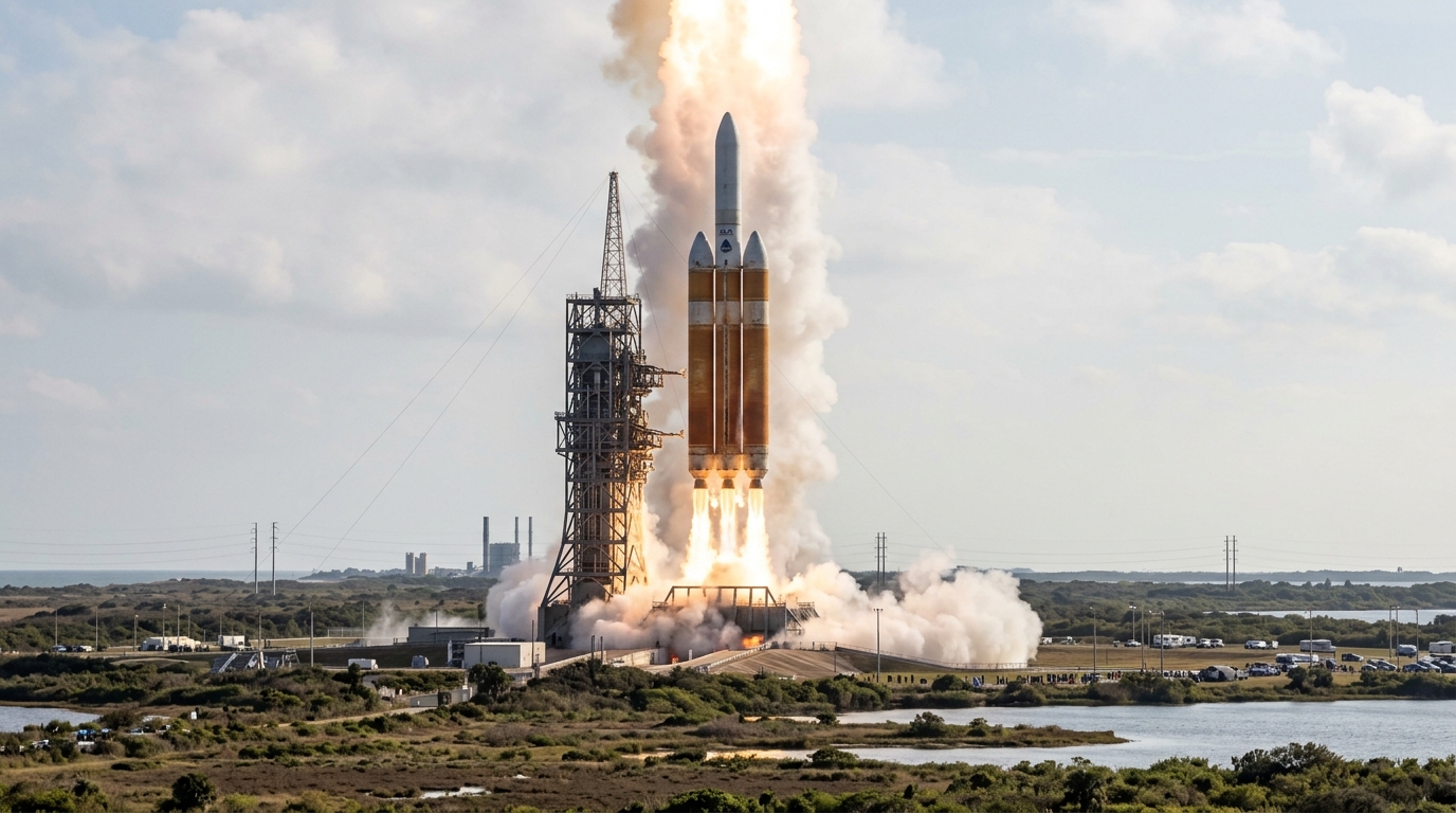 Delta IV Heavy’s final liftoff was preceded by flames across the rocket