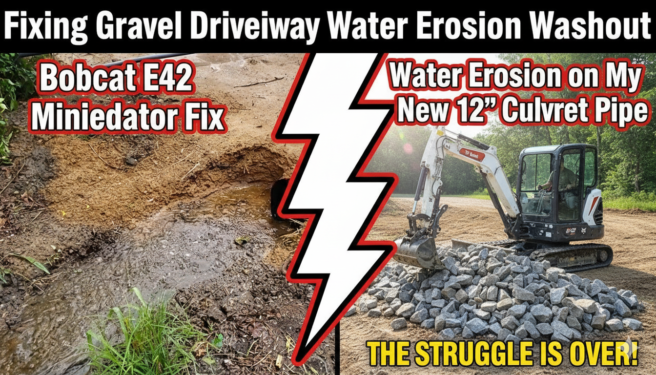 Water erosion on my culvert pipe – Bobcat E42 mini excavator fix