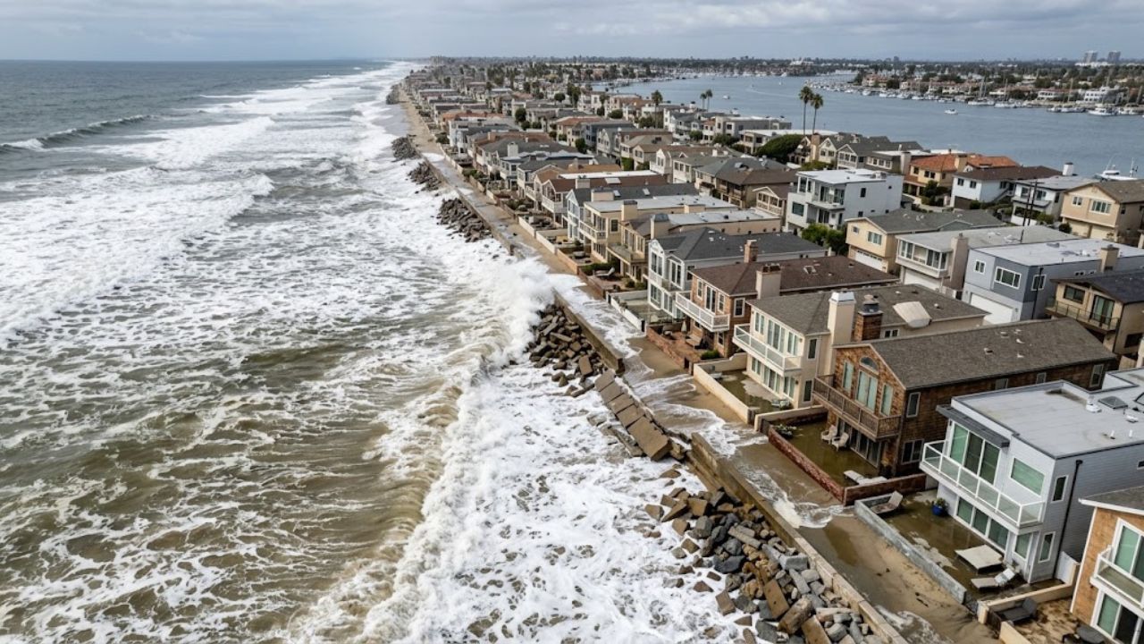 Rachel's waves smash into California beachfront homes