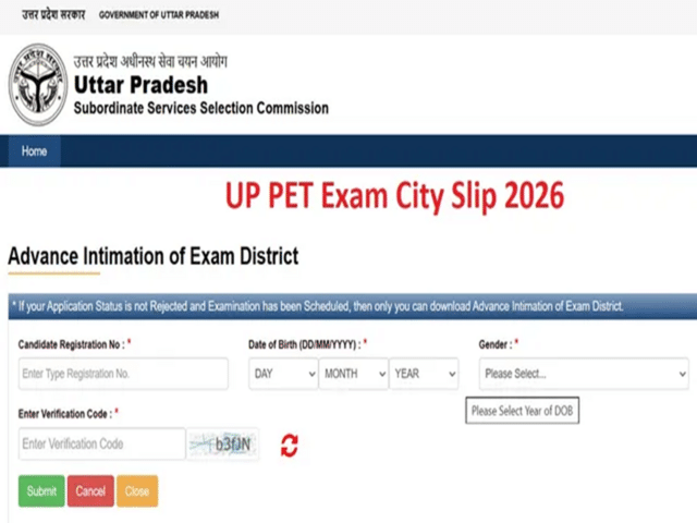 UPSSSC PET exam city slip 2026 link: Download the UP PET city ...
