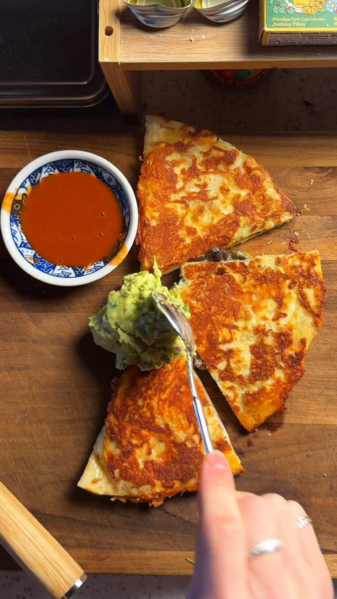 Easy bean and cheese breakfast quesadilla