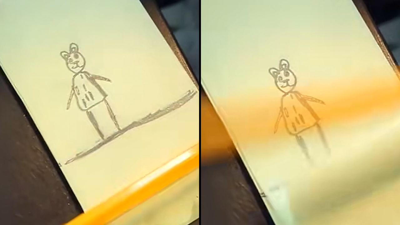 This drawing creates an optical illusion that tricks the eye