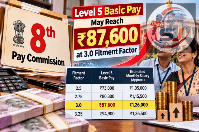 8th Pay Commission: Level 5 basic pay could reach ₹87,600 at 3.0 ...