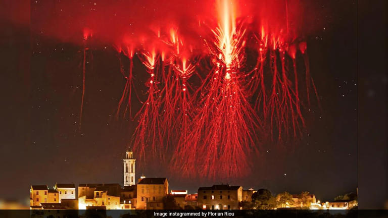 Watch: Rare red sprites flash above thunderstorm in France ...