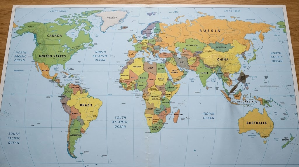 Spinning the globe and flying wherever it lands