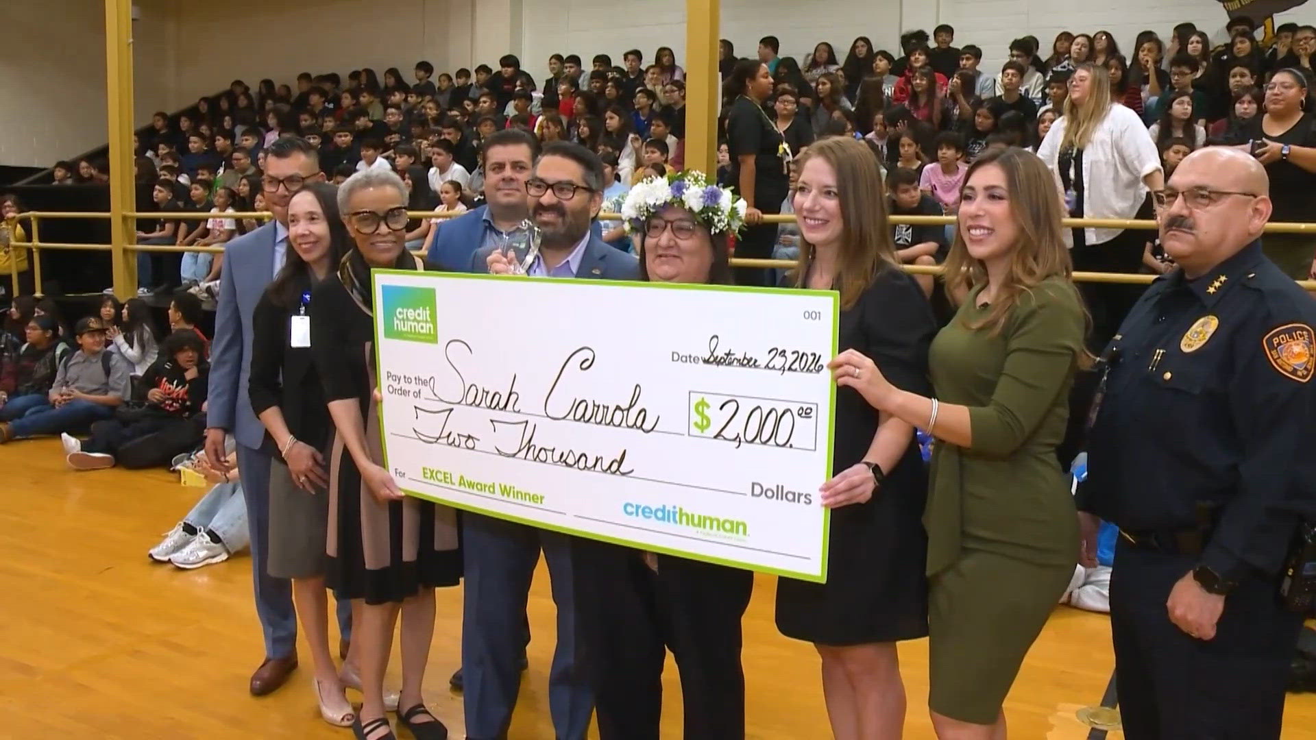 Sarah Carrola wins KENS 5 EXCEL Award for SAISD