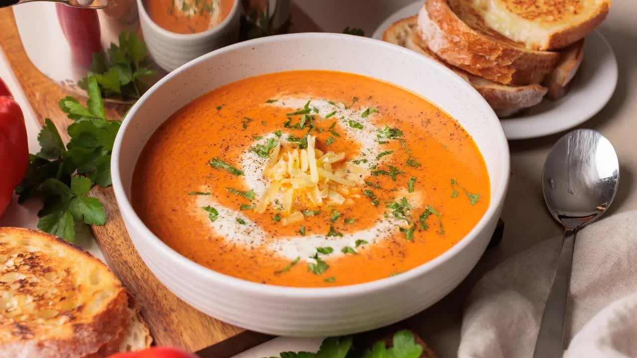 One bowl of this cheesy roasted red pepper soup wasn't enough