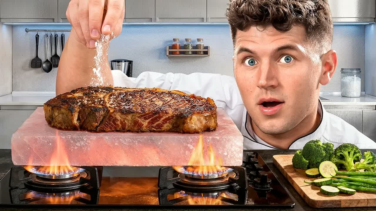 He cooked a massive steak on a scorching hot salt rock and the first ...