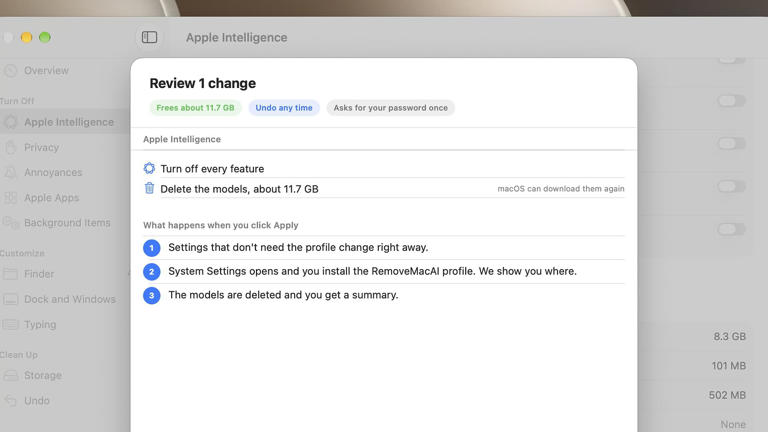 This new Mac app helps you delete Apple Intelligence and saved me 12GB