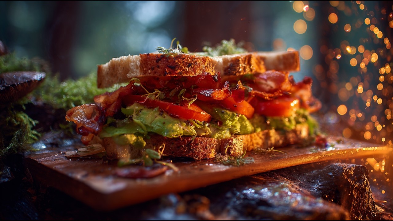 Insane BLT sandwich 🥓🥑🔥 gourmet bushcraft style