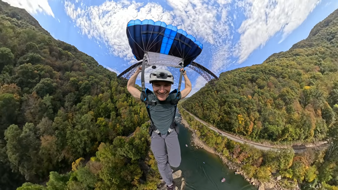 Daredevils leap from a massive bridge inside West Virginia's Bridge Day
