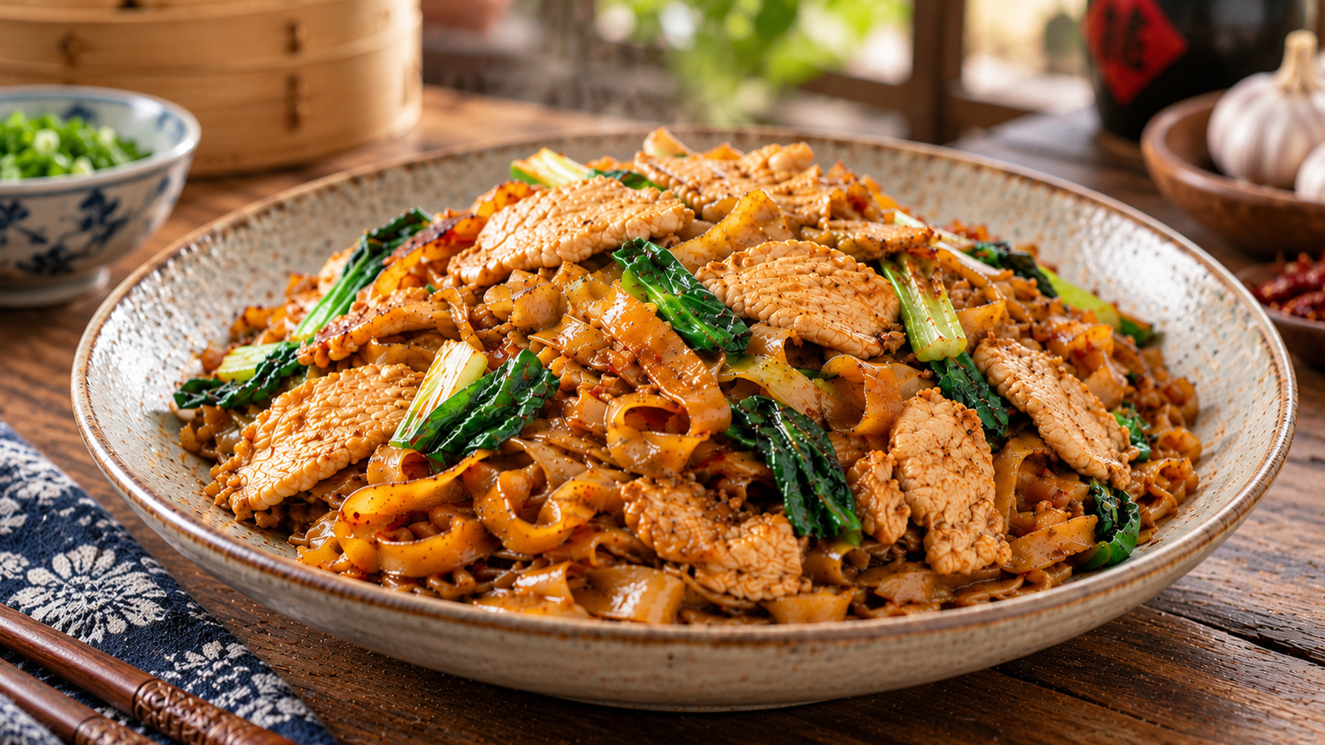 Thai pad see ew with rich savory noodles