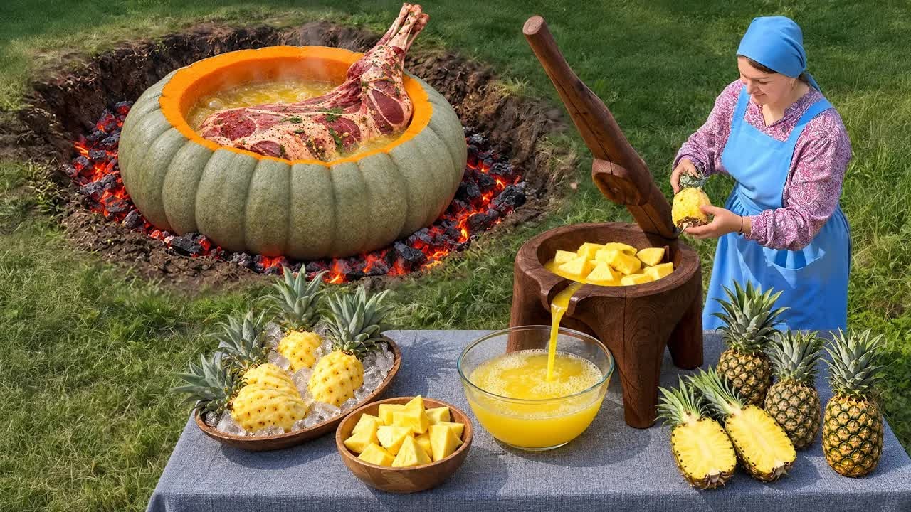 Whole Lamb In A Giant Pumpkin With Pineapple Marinade!_gyCUa