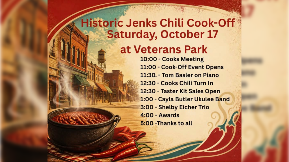 Jenks chili cook-off set for Oct. 17 at Veterans Park