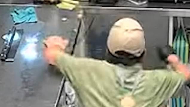 Shop worker gets scared by customer