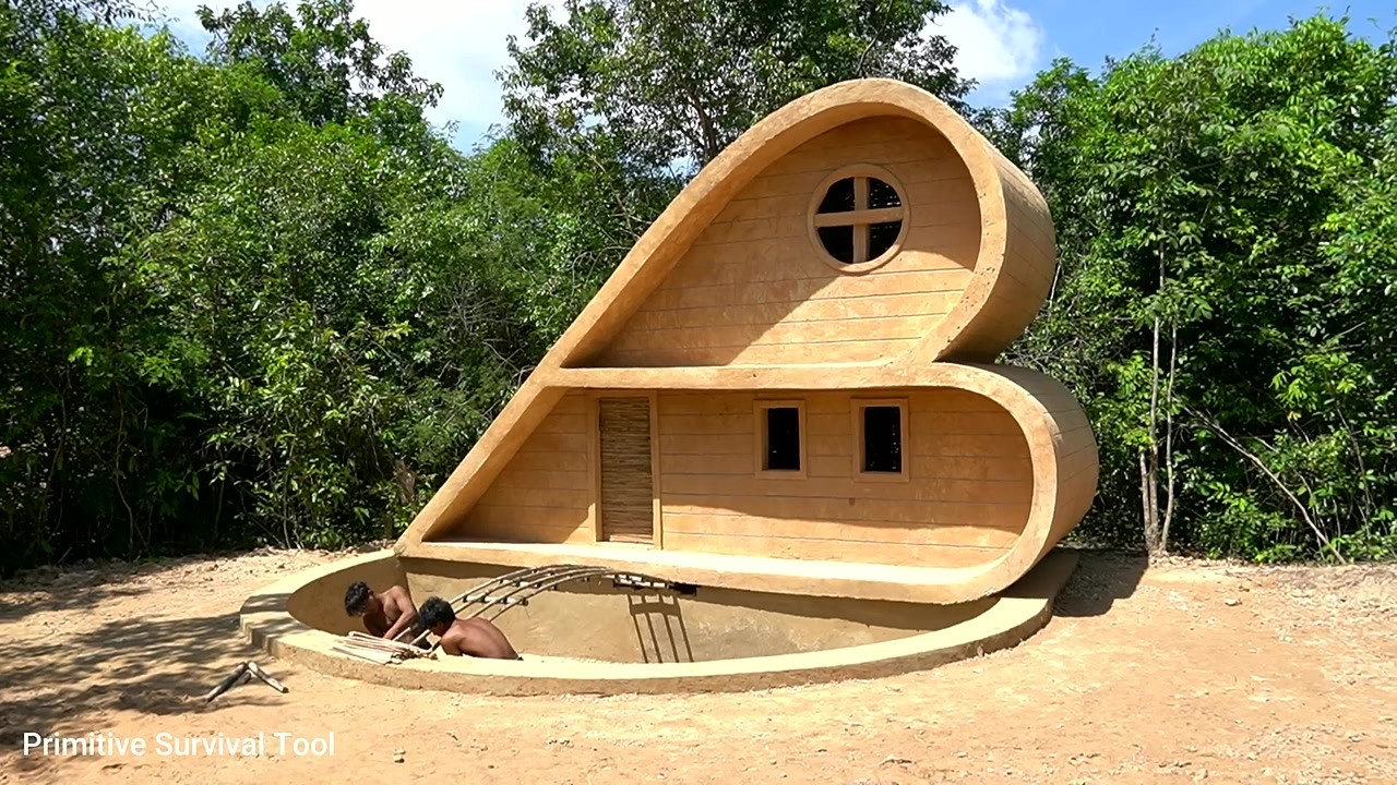 Watch these men build a modern underground temple house with a pool and ...