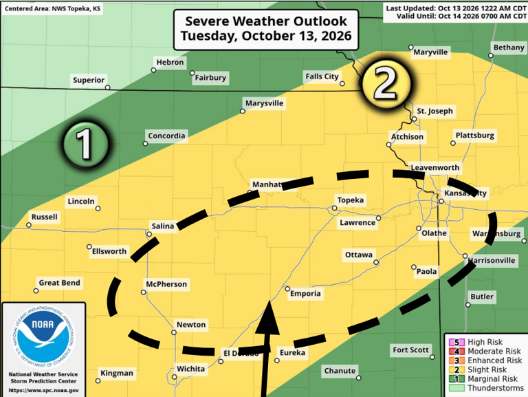 Chance for severe storms expected today in Topeka area