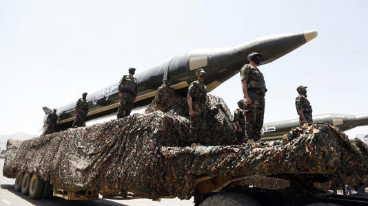 Yemen's Houthi group hold a military parade in Sana'a, Yemen, on September 21, 2023. - Mohammed Hamoud/Getty Images