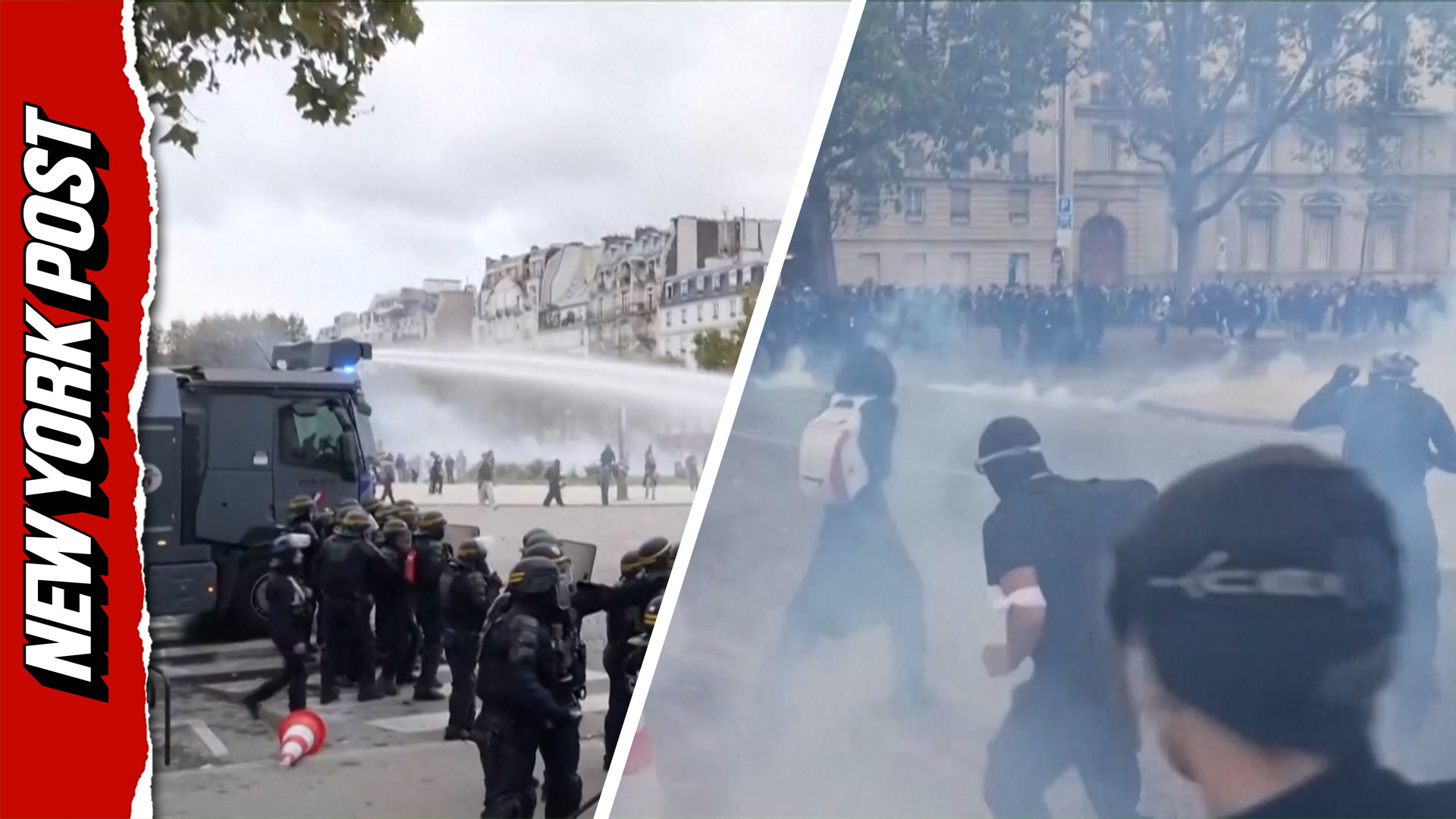 Riot police storm student protest in Paris as demonstrators flee tear gas