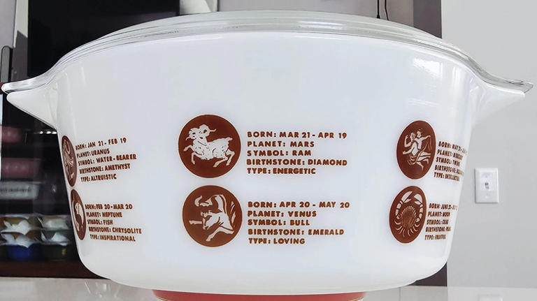 If you spot this 1960s Pyrex with zodiac symbols on it at a thrift ...