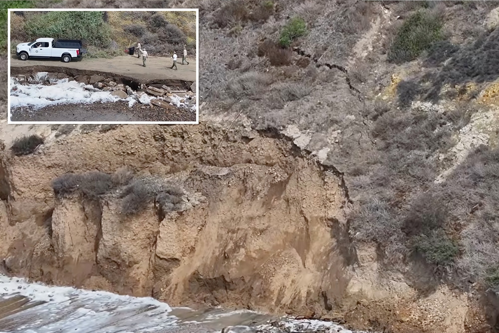 Huge crack spotted next to PCH in elite California beach town ...