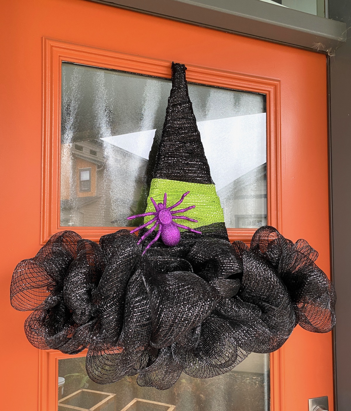 Witch hat wreath with Dollar Tree supplies