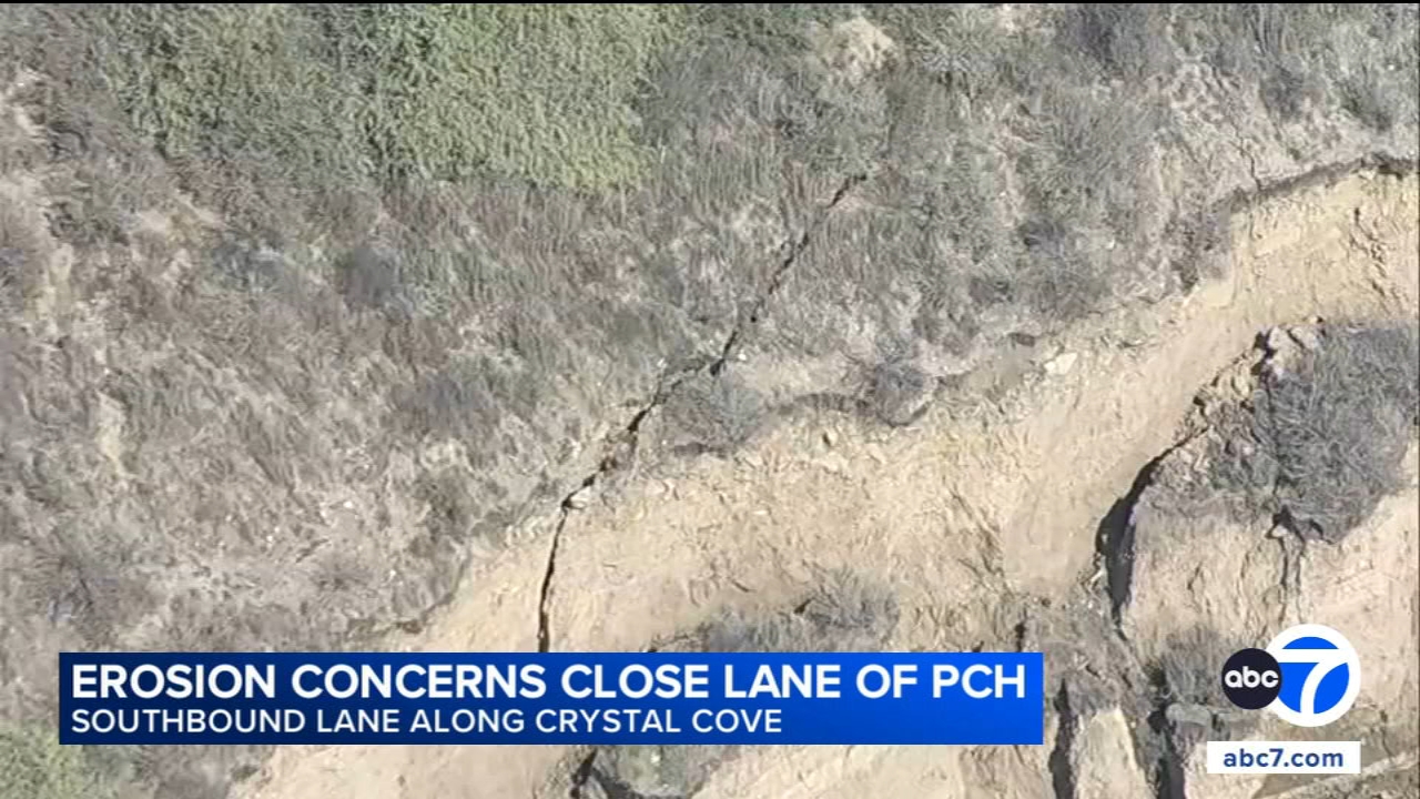 Cracks in coastal bluff prompt PCH lane closure near Laguna Beach