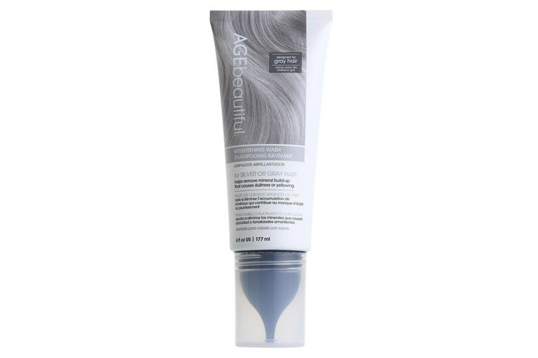 This specialized shampoo brightens the gray in hair, leaving it clean ...