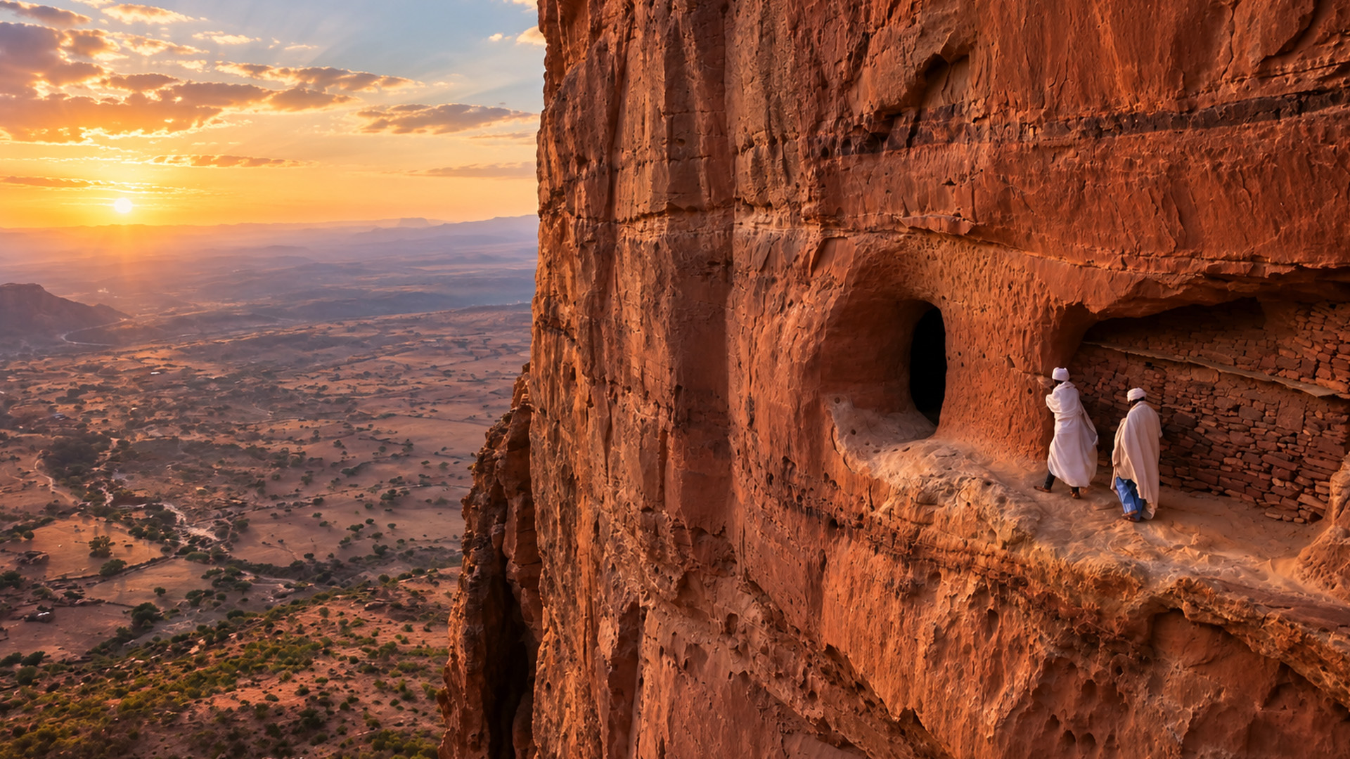 A hidden cave high above Ethiopia's desert valley