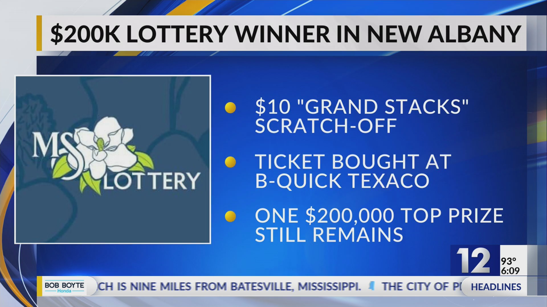 Mississippi lottery player wins $200,000 on scratch-off