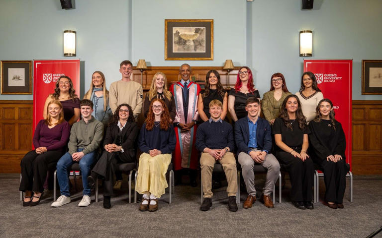 Mr Obama encouraged students in Belfast to continue building a peaceful future - Queen's University Belfast