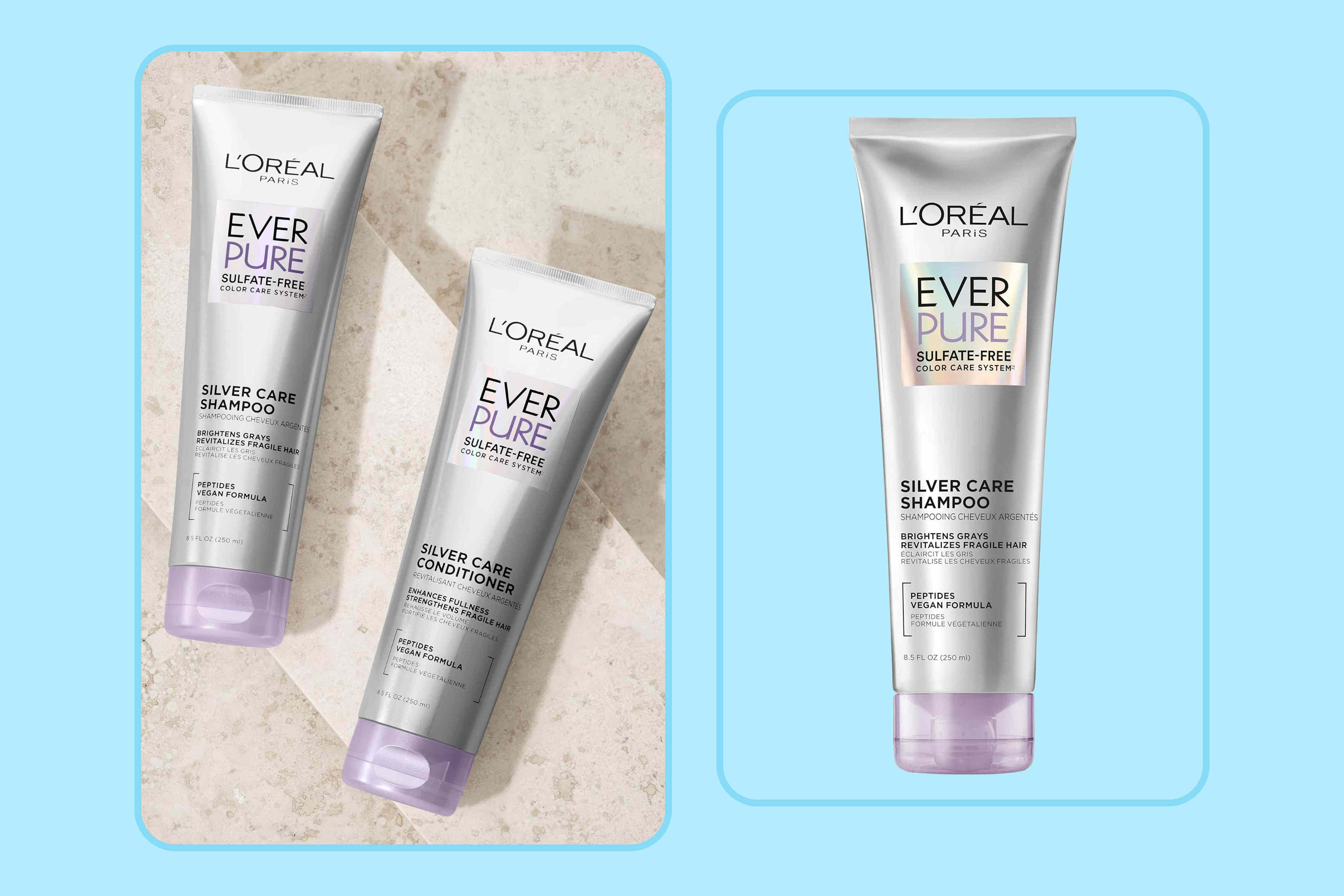 This specialized shampoo brightens the gray in hair, leaving it clean ...