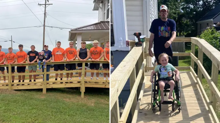 High schooler recruits his football team to build wheelchair ramp for ...